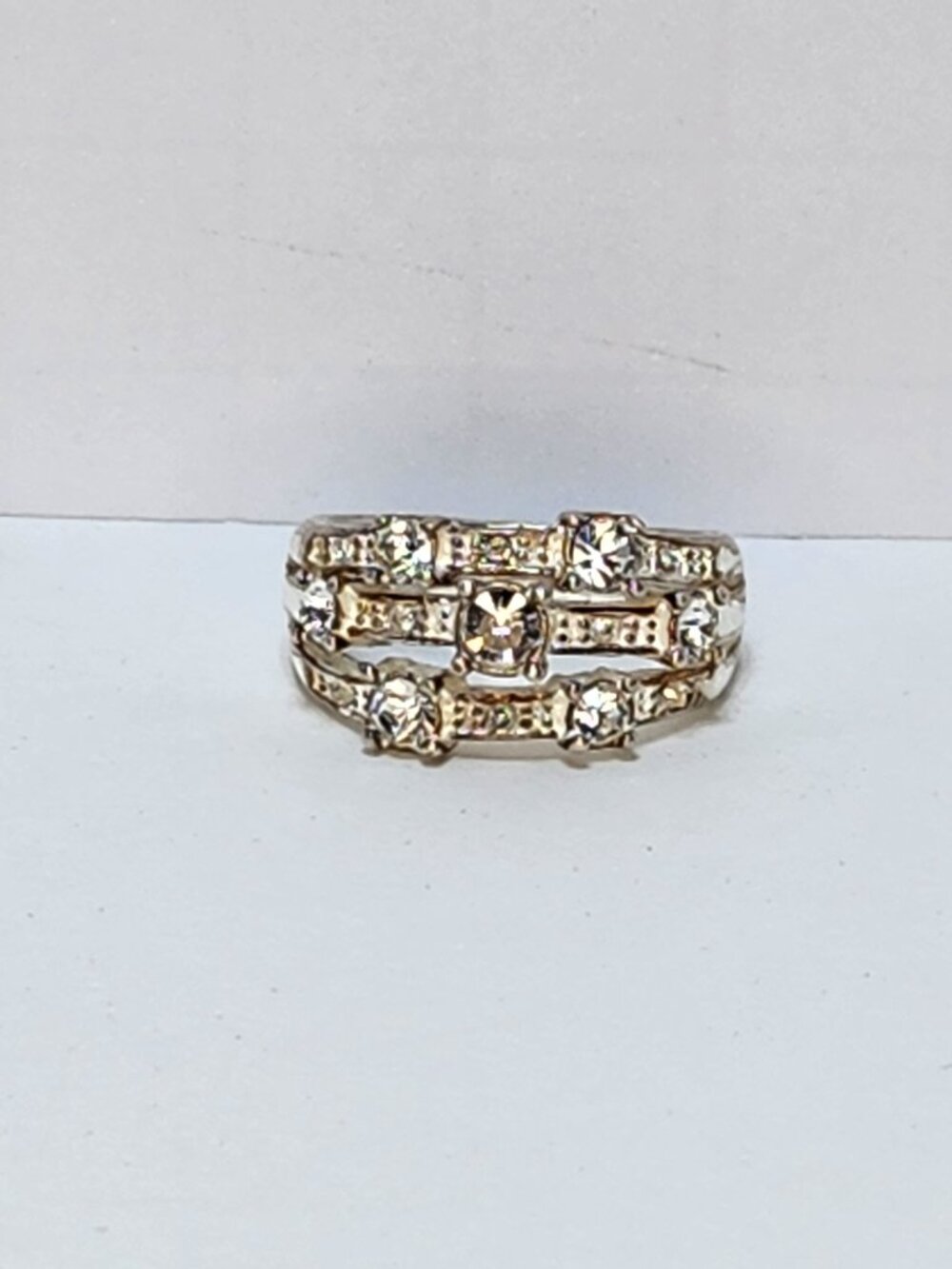 Multi-Band Clear Crystal Statement Ring R-7 - Picture 4 of 4